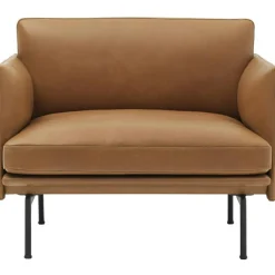 Outline Fåtölj, Svart Aluminium / Refine Leather Cognac