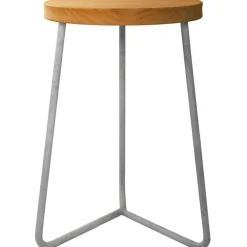 Pall V1 63 cm, Obehandlad Teak / Varmförzinkat Stål