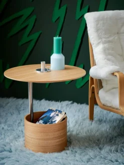 Parasol Soffbord Ø90 cm, Mörkbetsad Ek