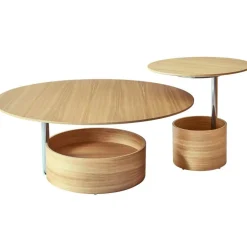 Parasol Soffbord Ø90 cm, Mörkbetsad Ek