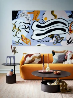 Parasol Soffbord Ø90 cm, Mörkbetsad Ek