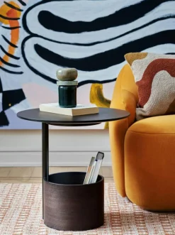 Parasol Soffbord Ø90 cm, Mörkbetsad Ek