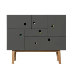 Zweed Skänkar & Sideboards-Peep C1 Multi-Purpose Cabinet, Slate Grey/Ek Retro