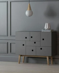 Zweed Skänkar & Sideboards-Peep C1 Multi-Purpose Cabinet, Slate Grey/Ek Retro