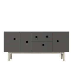 Peep M2 Mediabänk, Slate Grey/white oak