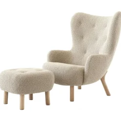 &Tradition Fåtöljer-Petra VB3 Loungestol Set, Fårskinn Sahara / Oljad Ek