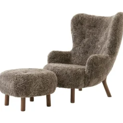 Petra VB3 Loungestol Set, Fårskinn Sahara / Valnöt