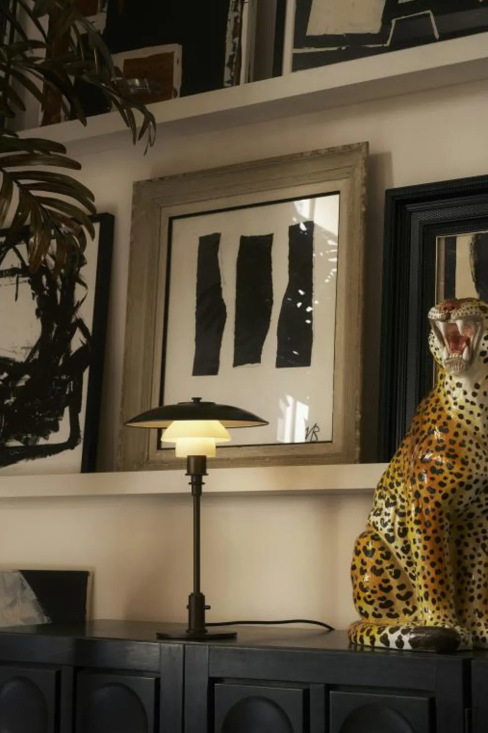 PH 3/2 Bordslampa, Aged Brass / Opalglas