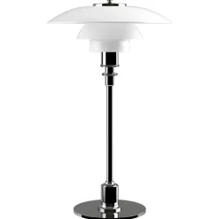 Louis Poulsen Bordslampor-PH 3½-2½ Bordslampa, Förkromad/Vitt Opalglas