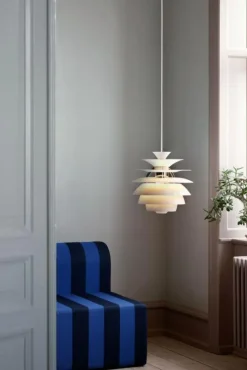 PH Snowball Pendel, Vit / Krom