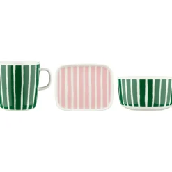 Piccolo Frukostset 3-pack, Vit / Rosa / Grön