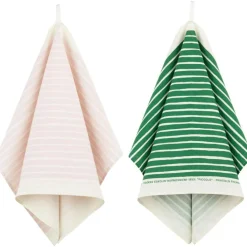 Piccolo Kökshandduk 43x70 cm 2-pack, Vit / Rosa / Grön