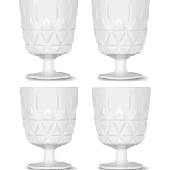 Picnic Juni Glas Med Fot 4-pack, Vit