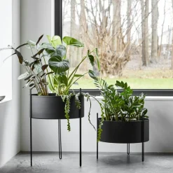 Woud Krukor-Pidestall Kruka Ø40 cm, Svart