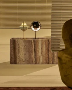 GUBI Soffbord-Pietra Sidobord 33x33 cm, Travertin