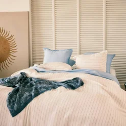 Pinstripe Påslakan 220x220 cm, Eggshell