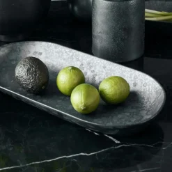 House Doctor Uppläggningsfat-Pion Serveringsfat 19x38 cm, Svart / Brun