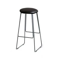 Prop Stool Pall Svart Lädersits, Hög