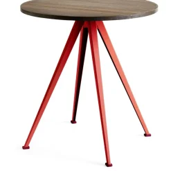 HAY Matbord Och Barbord-Pyramid 21 Cafébord Ø70 cm, Tomato Red / Mörkoljad Ek