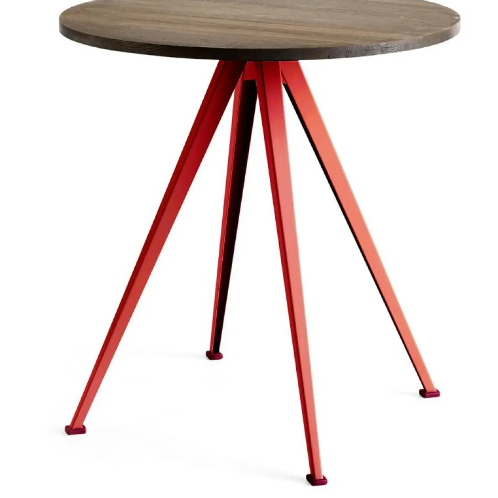 HAY Matbord Och Barbord-Pyramid 21 Cafébord Ø70 cm, Tomato Red / Mörkoljad Ek