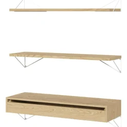 Maze Modulära Hyllsystem-Pythagoras Hyllpaket Med Låda L, Ek / Mässing