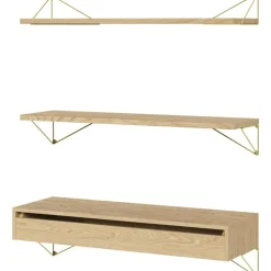 Maze Modulära Hyllsystem-Pythagoras Hyllpaket Med Låda L, Ek / Mässing