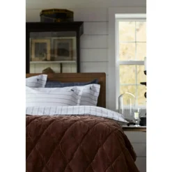 Quilted Organic Cotton Velvet Överkast 160x240 cm, Brun