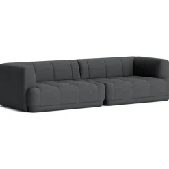 HAY Modulsoffor|3-Sitssoffor-Quilton 3-Sitssoffa Konfiguration 1, Läder Sense Nougat