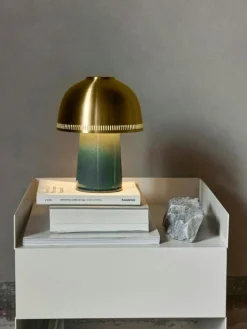 Raku Bordslampa, Blue Green / Mässing