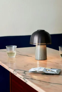 Raku Bordslampa, Blue Green / Mässing