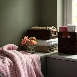 Rattan Korg Med Läderdetalj, S