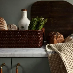 Rattan Korg Med Läderdetalj, S