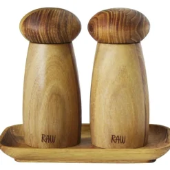 Aida Kryddkvarnar-RAW Teak Kvarn Set Med Bricka