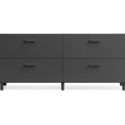 Relief Byrå Låg Med Ben, Vit