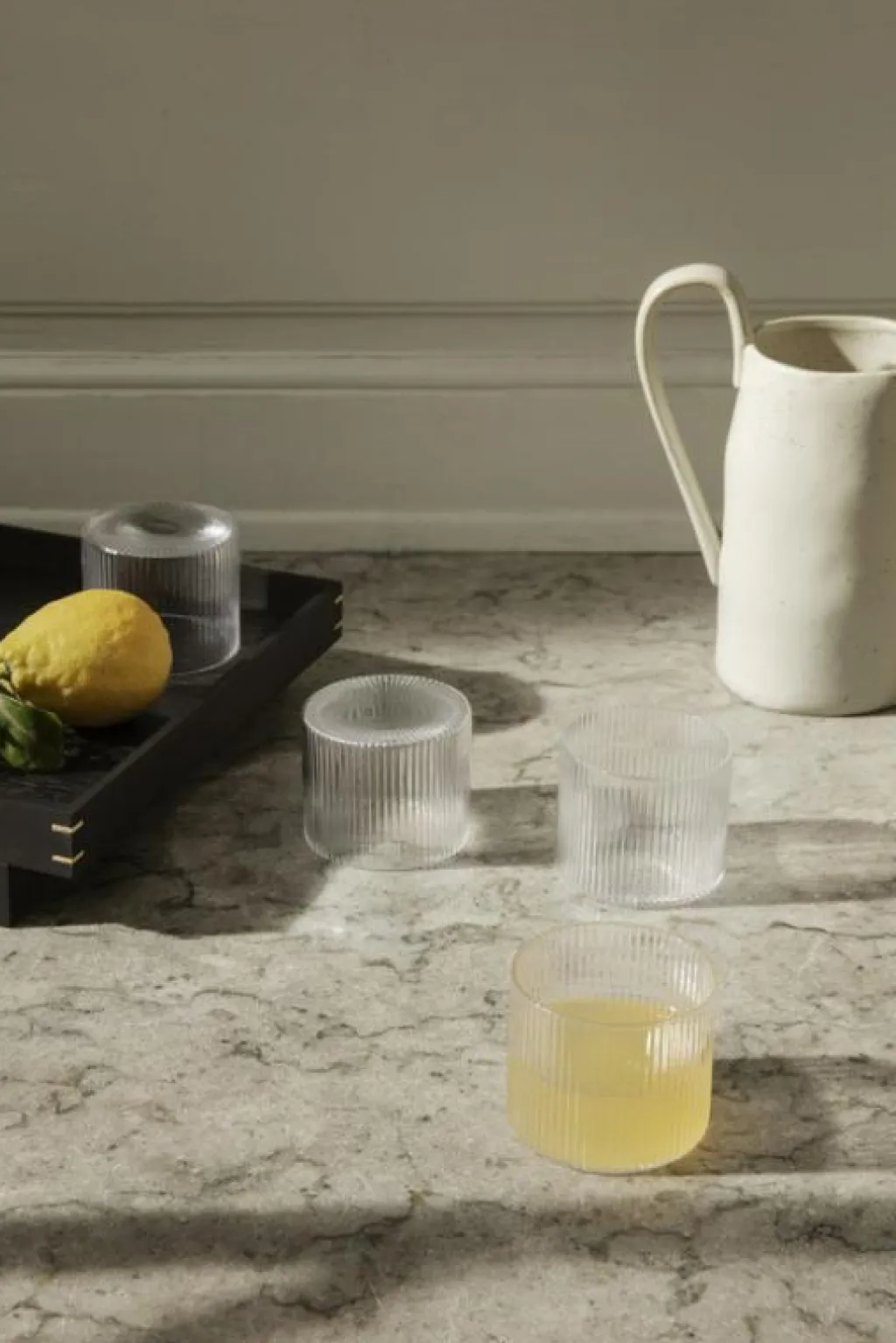 Ferm Living Dricksglas-Ripple Low Dricksglas 4-pack, Klar