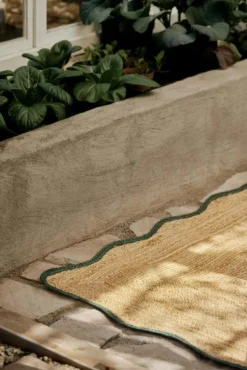 Layered Jutemattor-Scallop Jutematta 75x200 cm, Misty Blue