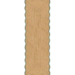 Layered Jutemattor-Scallop Jutematta 75x200 cm, Misty Blue