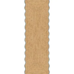 Layered Jutemattor-Scallop Jutematta 75x200 cm, Misty Blue