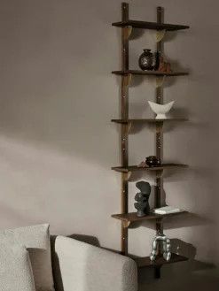 Sector Tripple Narrow Hylla 54x102 cm, Rökt Ek/Mässing