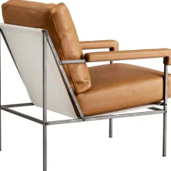 Jonas Ihreborn Fåtöljer-Seventy Five Fåtölj Läder, Challenger Brandy / Beige Canvas