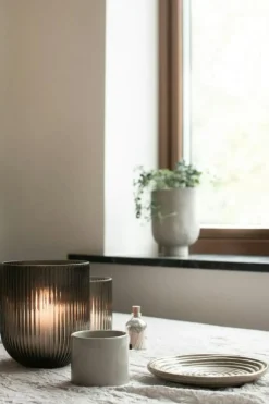 Simple Stripe Vas 14 cm, Brun