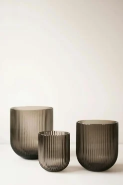 Simple Stripe Vas 14 cm, Brun