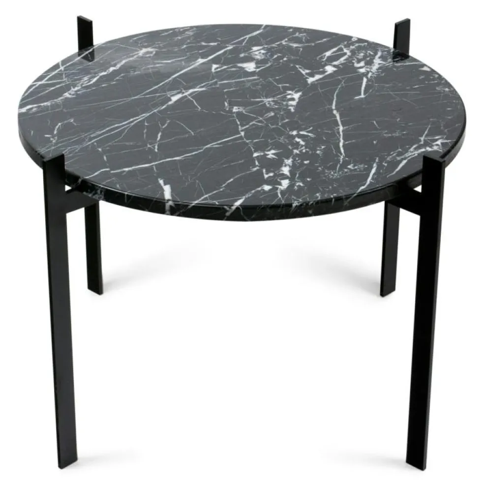 Single Deck Bord, Svart Underrede, Grå Marmor