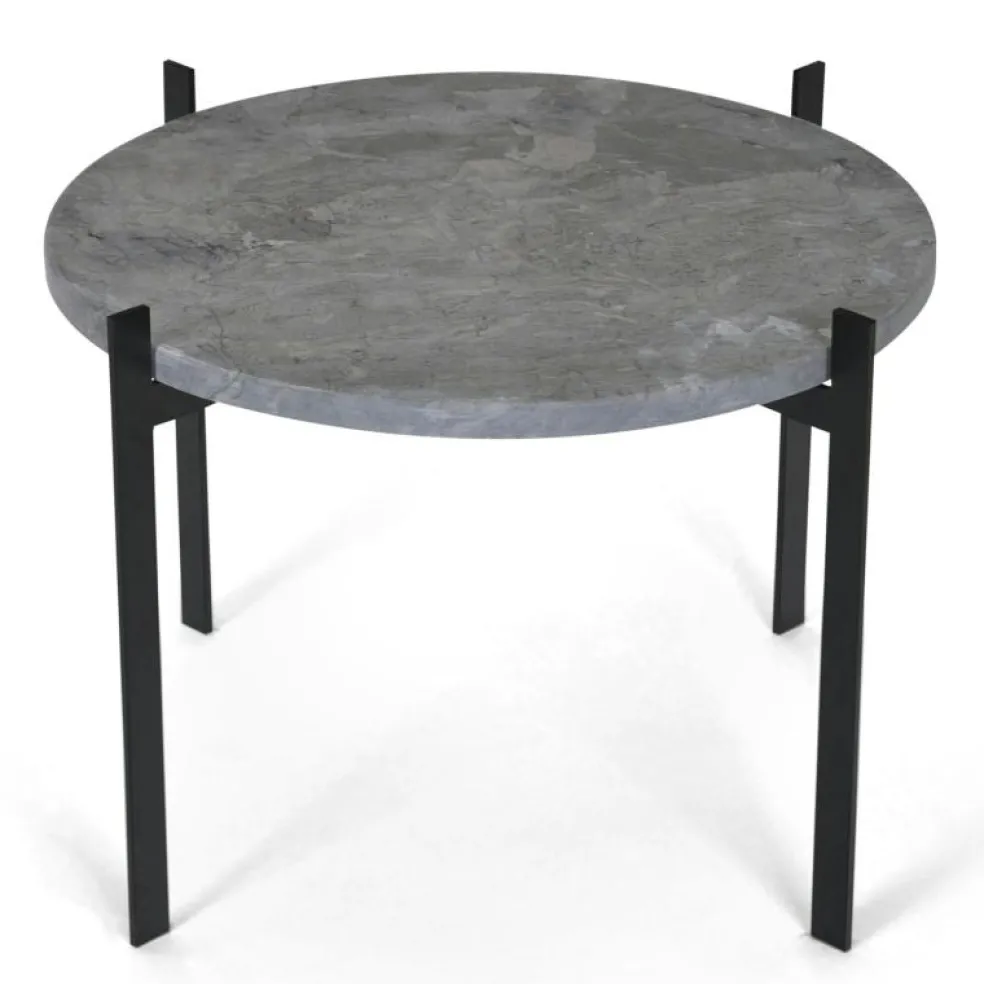 Single Deck Bord, Svart Underrede, Grå Marmor