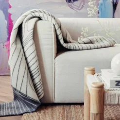 Skog Pläd 135x200 cm, Svart/Natural