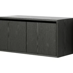 Skåp Låg Med Dörrar, Svart Ask