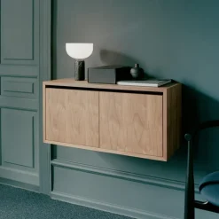 Skåp Låg Med Dörrar, Svart Ask