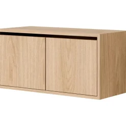 Skåp Låg Med Dörrar, Svart Ask