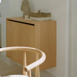 Skåp Låg Med Dörrar, Svart Ask