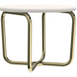 Ethimo Soffbord Utomhus-Sling Soffbord Ø53 cm, Borstad Mässing / Vit